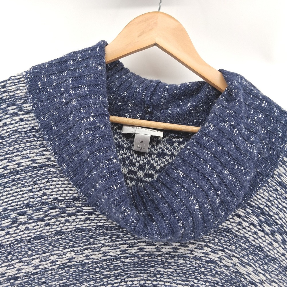 Christopher‎ & Banks Womens Sweater Vest XL Blue Marled Knit Cowl Neck Pullover - Picture 5 of 11